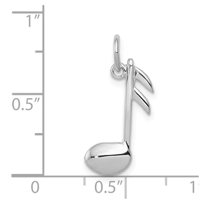 TreasureFineJewelers Charm Necklaces 14k White Gold Polished FlatBacked Musical Note Charm
