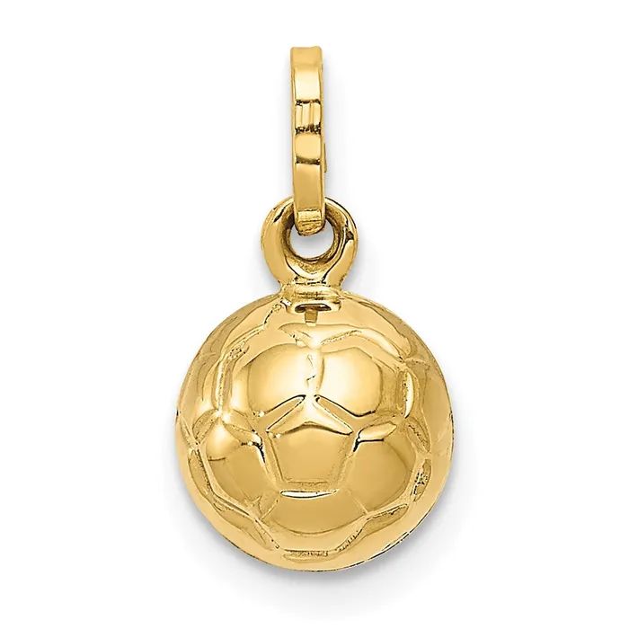 TreasureFineJewelers Charm Necklaces 14k Yellow Gold 3D Soccer Ball Charm