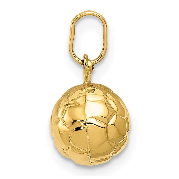 TreasureFineJewelers Charm Necklaces 14k Yellow Gold 3D Soccer Ball Charm