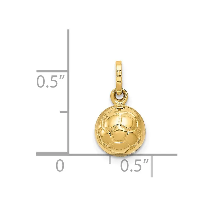 TreasureFineJewelers Charm Necklaces 14k Yellow Gold 3D Soccer Ball Charm