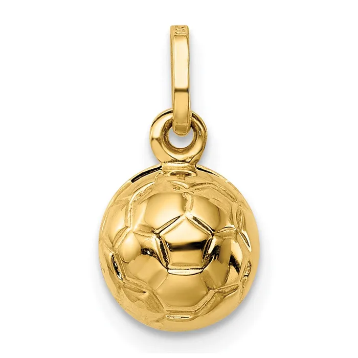 TreasureFineJewelers Charm Necklaces 14k Yellow Gold 3D Soccer Ball Charm