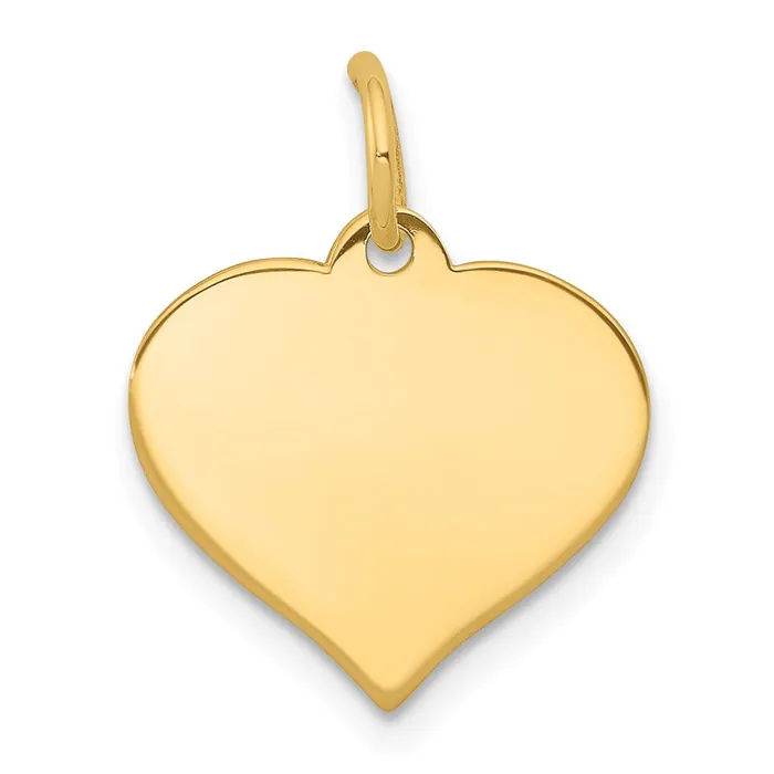 TreasureFineJewelers Charm Necklaces 14k Yellow Gold Heart Disc Charm