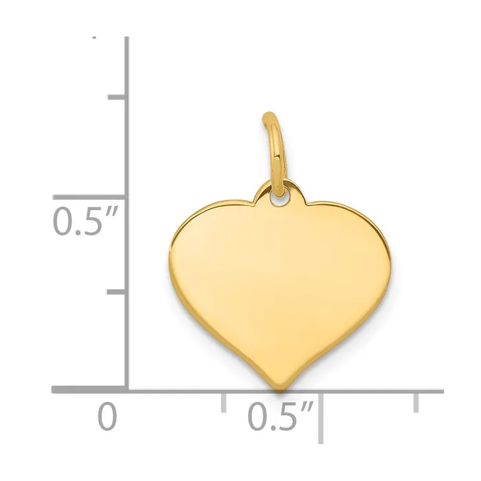 TreasureFineJewelers Charm Necklaces 14k Yellow Gold Heart Disc Charm