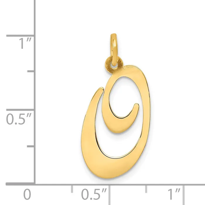 TreasureFineJewelers Charm Necklaces 14k Yellow Gold Large Fancy Script Letter O Initial Charm