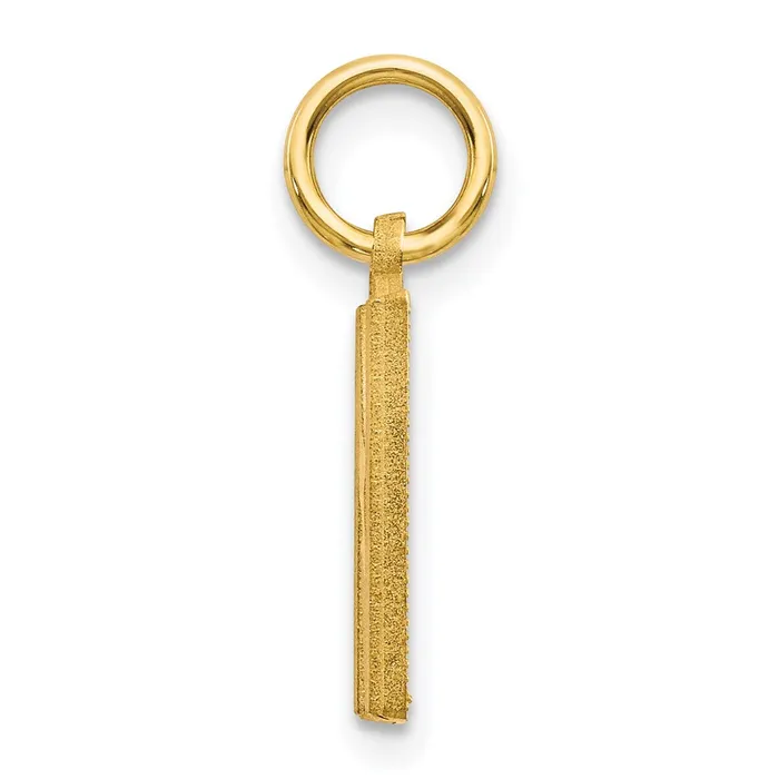 TreasureFineJewelers Charm Necklaces 14k Yellow Gold Satin Diamondcut Letter N Initial Charm