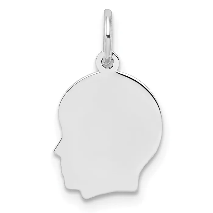TreasureFineJewelers Charm Necklaces Sterl Silver Rhplt Engraveable Boy Polished FrontSatin Back Disc Charm TreasureFineJewelers Charm Necklaces Sterl Silver Rhplt Engraveable Boy Polished FrontSatin Back Disc Charm