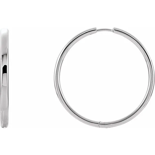 TreasureFineJewelers Earrings 14K White Gold 29 mm Hinged Hoop Earrings