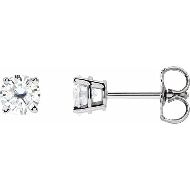 TreasureFineJewelers Earrings 14K White Gold 45 mm Stuller LabGrown Moissanite Stud Earrings with Friction Post
