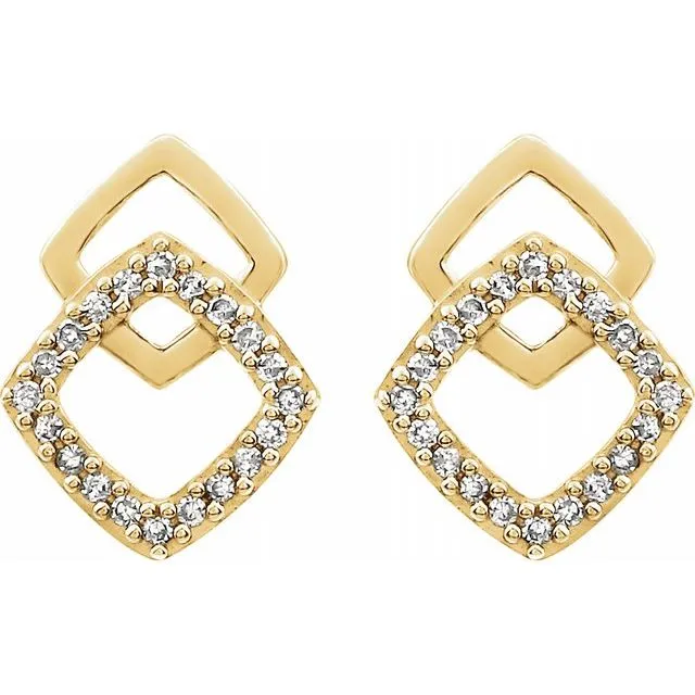 TreasureFineJewelers Earrings 14K Yellow 110 CTW Diamond Geometric Earrings