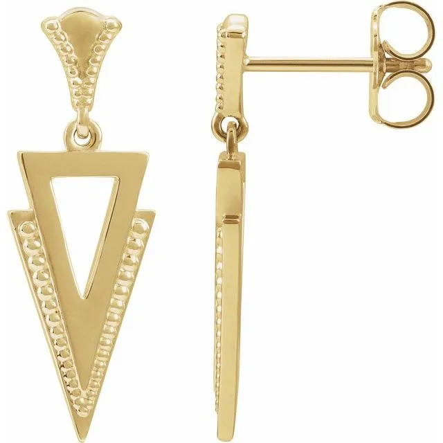 TreasureFineJewelers Earrings 14K Yellow Gold Geometric Dangle Earrings