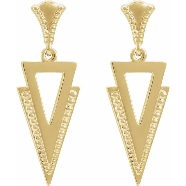TreasureFineJewelers Earrings 14K Yellow Gold Geometric Dangle Earrings