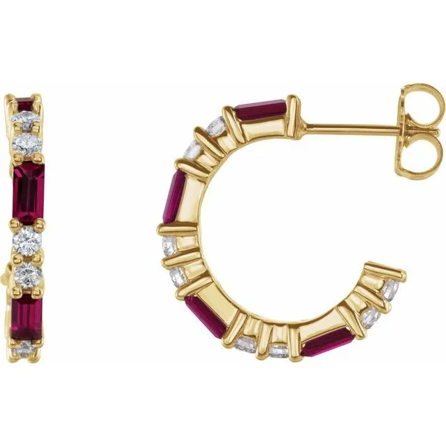 TreasureFineJewelers Earrings 14K Yellow LabCreated Ruby 12 CTW Diamond Earrings