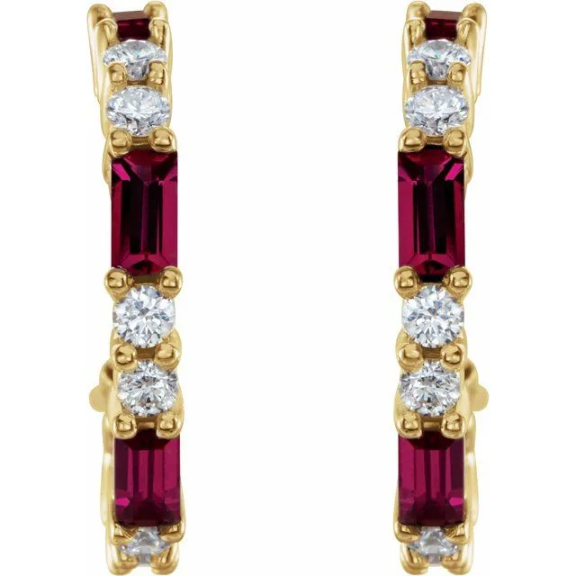 TreasureFineJewelers Earrings 14K Yellow LabCreated Ruby 12 CTW Diamond Earrings