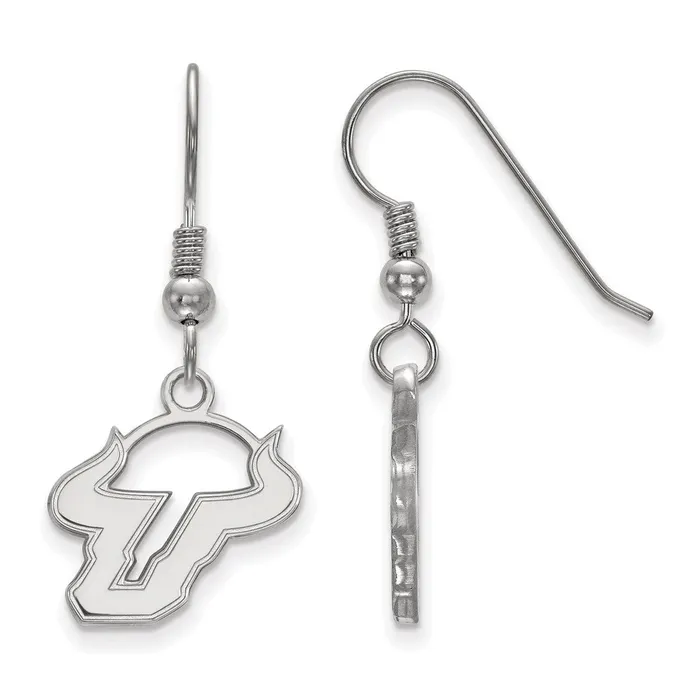 TreasureFineJewelers Earrings Sterling Silver Rhodiumplated University of South Florida Bull Small Dangle Wire Earrings TreasureFineJewelers Earrings Sterling Silver Rhodiumplated University of South Florida Bull Small Dangle Wire Earrings