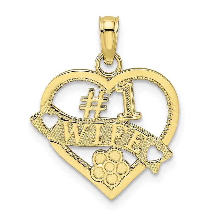 TreasureFineJewelers Necklaces 10K 1 WIFE Heart Pendant