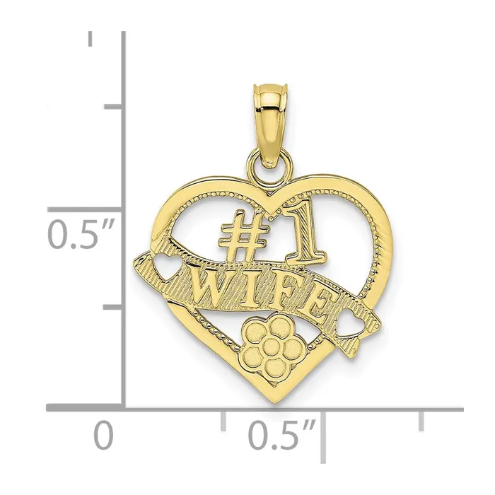 TreasureFineJewelers Necklaces 10K 1 WIFE Heart Pendant