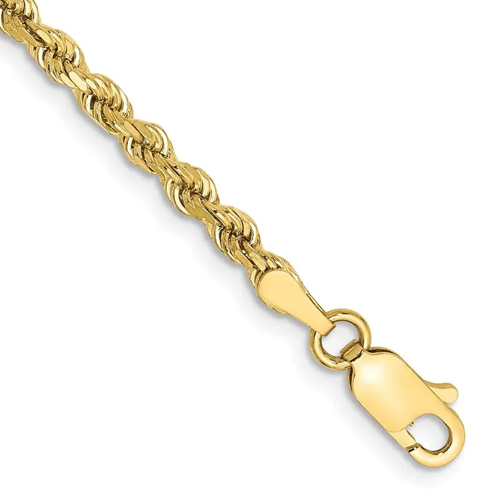 TreasureFineJewelers Necklaces 10k 275mm Diamondcut Rope Chain