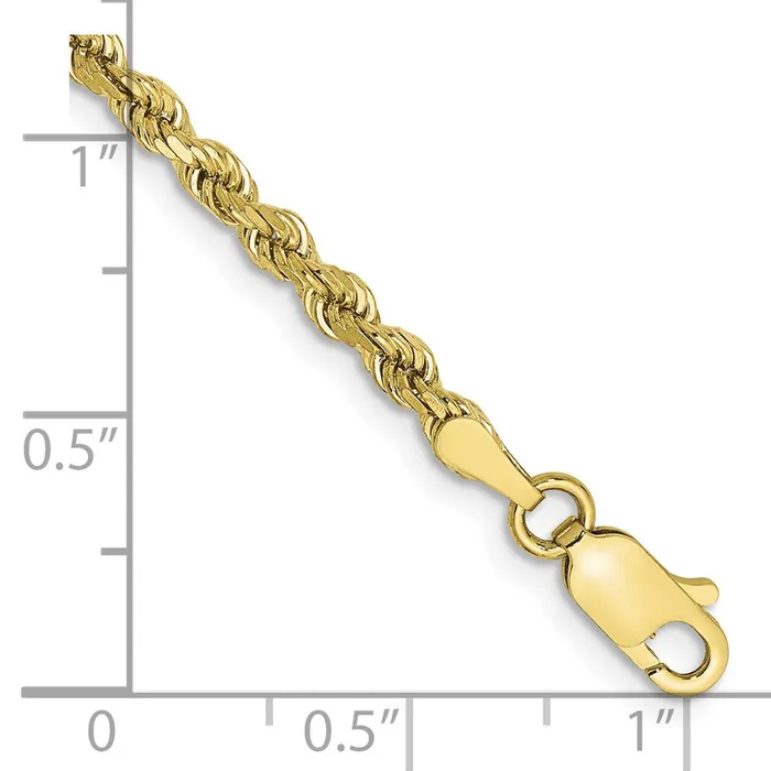 TreasureFineJewelers Necklaces 10k 275mm Diamondcut Rope Chain