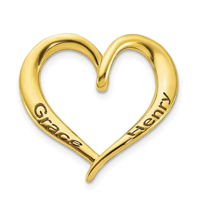 TreasureFineJewelers Necklaces 10K Personalized Antiqued Heart Slide