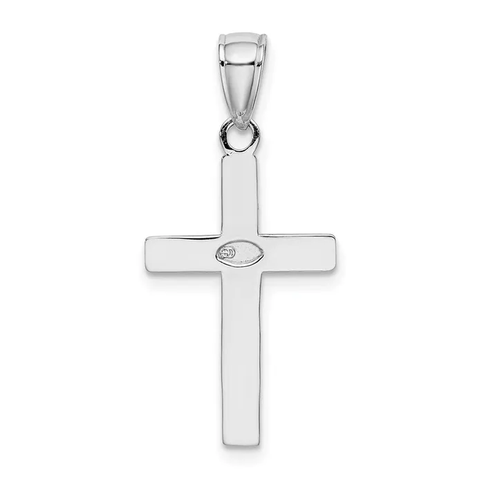 TreasureFineJewelers Necklaces 10k White Gold Polished Cross Pendant