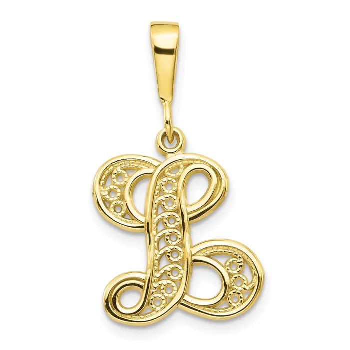TreasureFineJewelers Necklaces 10k Yellow Gold Initial L Pendant