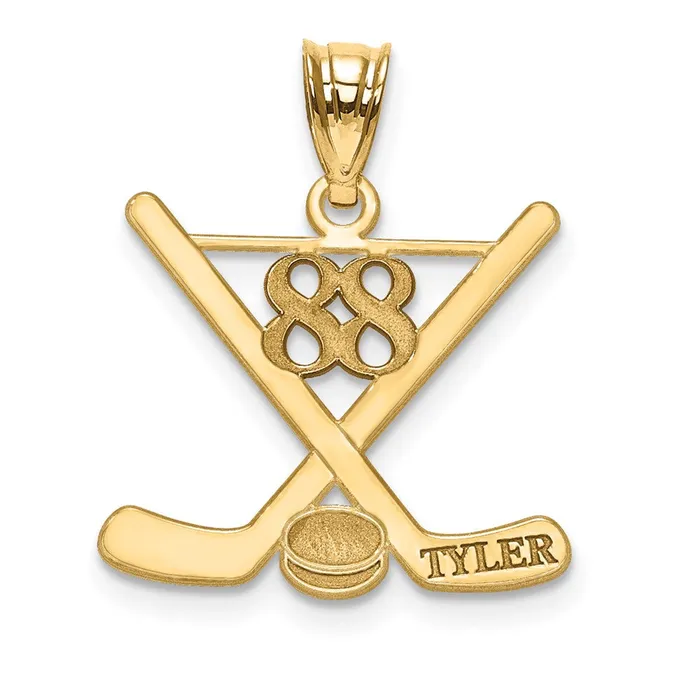 TreasureFineJewelers Necklaces 10k Yellow Gold Personalized Hockey Pendant TreasureFineJewelers Necklaces 10k Yellow Gold Personalized Hockey Pendant