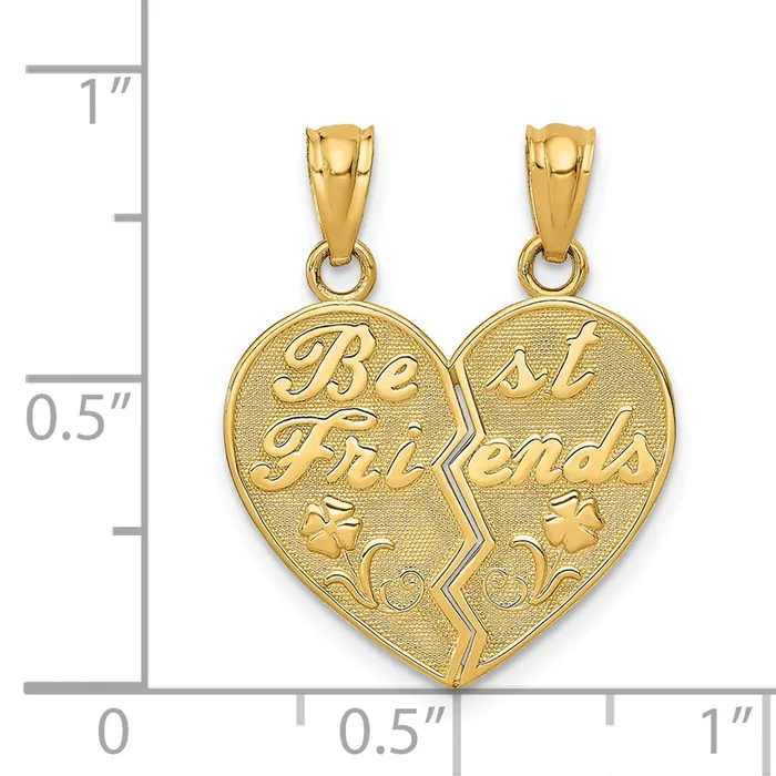 TreasureFineJewelers Necklaces 14k BEST FRIENDS Heart Break Apart Pendants