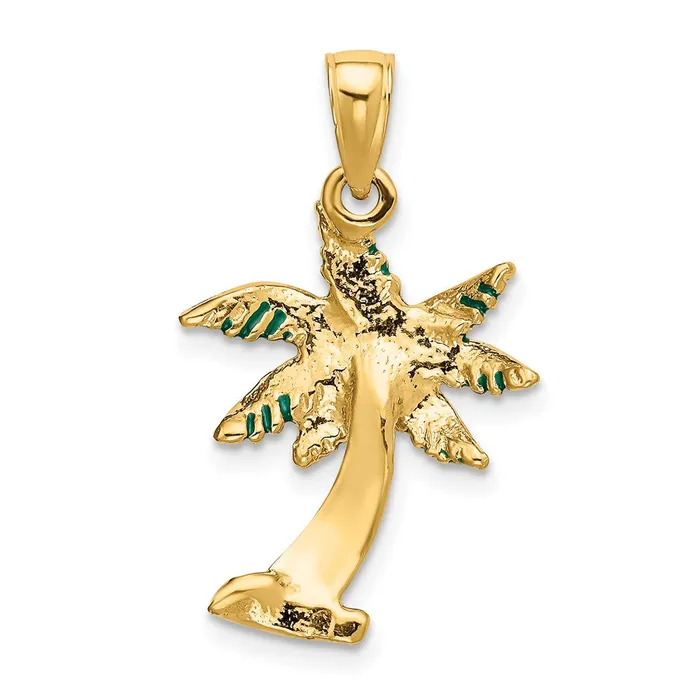 TreasureFineJewelers Necklaces 14k Enameled Palm Tree Pendant