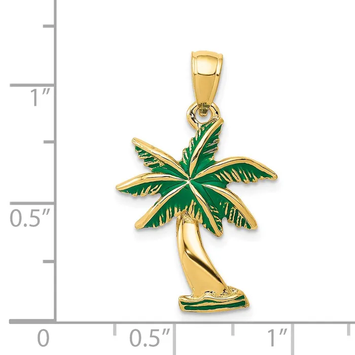 TreasureFineJewelers Necklaces 14k Enameled Palm Tree Pendant