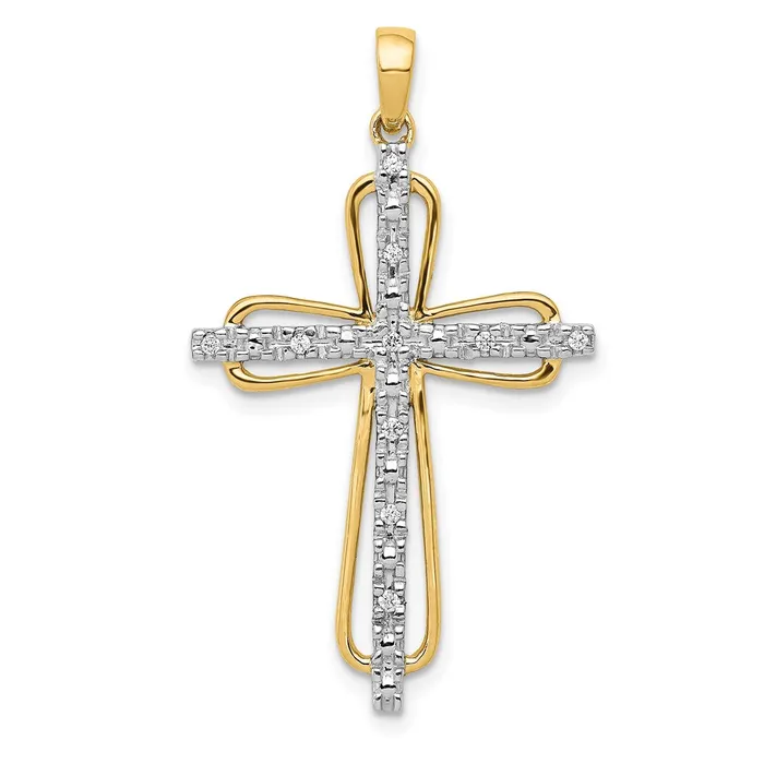 TreasureFineJewelers Necklaces 14k Rhodium 06ct Diamond Cross Pendant