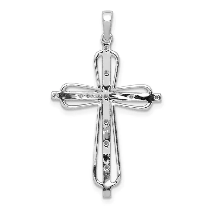 TreasureFineJewelers Necklaces 14k Rhodium 06ct Diamond Cross Pendant