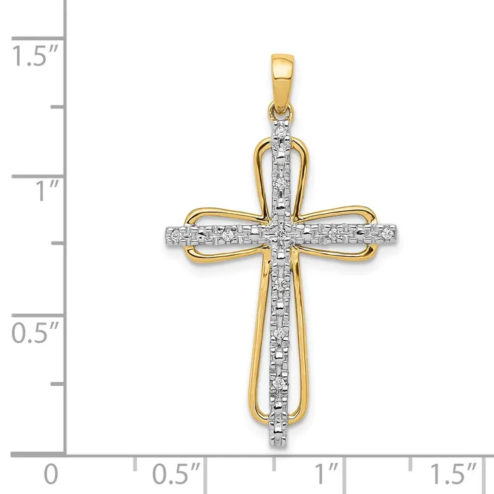 TreasureFineJewelers Necklaces 14k Rhodium 06ct Diamond Cross Pendant