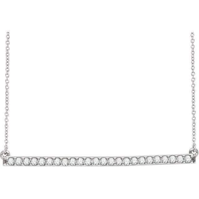 TreasureFineJewelers Necklaces 14K White 13 CTW Diamond Bar 1618 Necklace