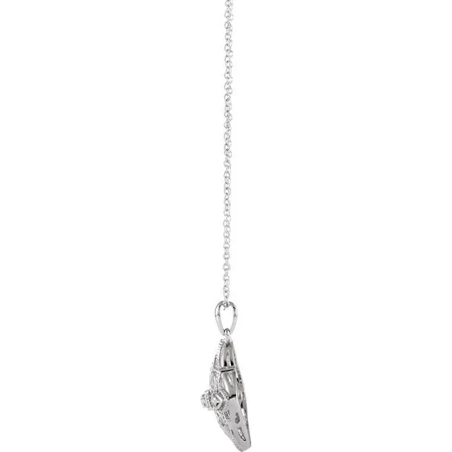 TreasureFineJewelers Necklaces 14K White Gold 110 CTW Natural Diamond Granulated Filigree 18 Necklace