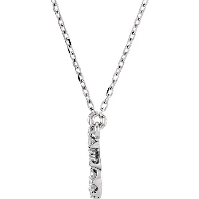 TreasureFineJewelers Necklaces 14K White Gold 16 CTW Natural Diamond Initial M 16 Necklace