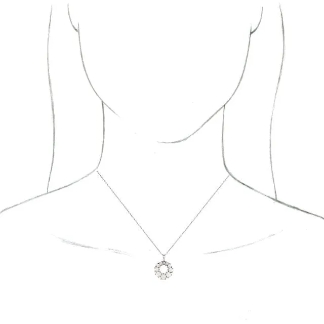 TreasureFineJewelers Necklaces 14K White Gold Natural Opal HaloStyle 18 Necklace