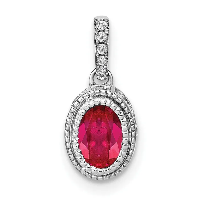 TreasureFineJewelers Necklaces 14k White Gold Oval Ruby and Diamond Pendant TreasureFineJewelers Necklaces 14k White Gold Oval Ruby and Diamond Pendant