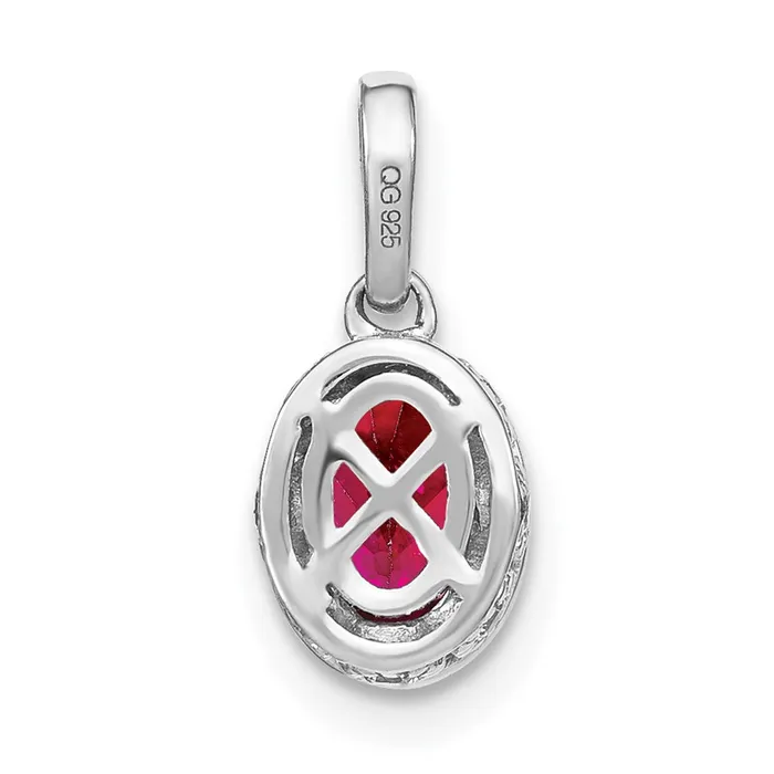 TreasureFineJewelers Necklaces 14k White Gold Oval Ruby and Diamond Pendant