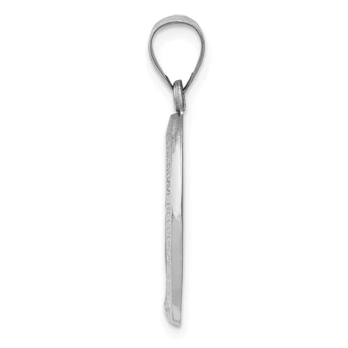 TreasureFineJewelers Necklaces 14k White Gold PolishedSatin Miraculous Medal Hollow Pendant
