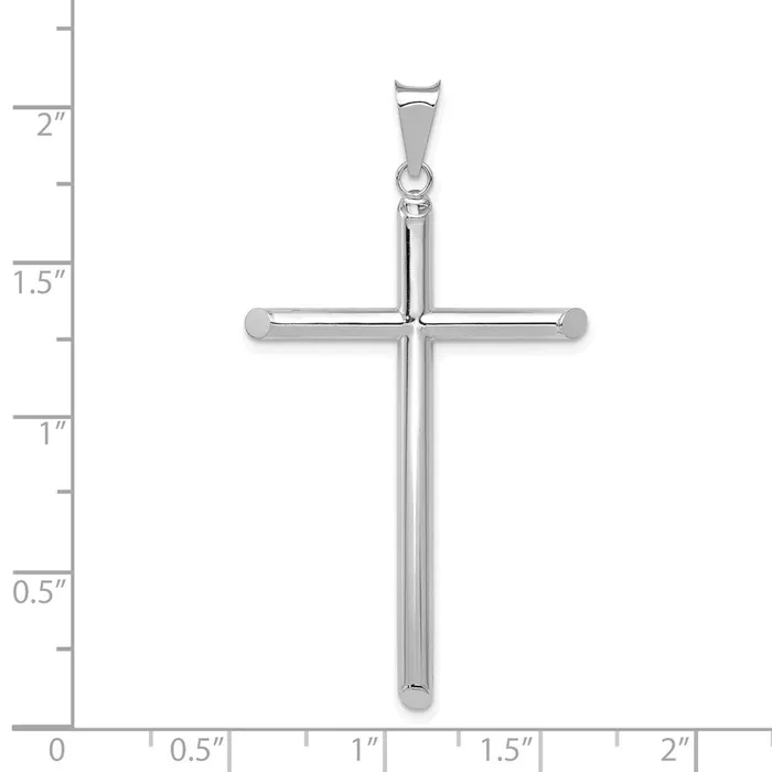 TreasureFineJewelers Necklaces 14k White Gold Polished Tube Cross Pendant