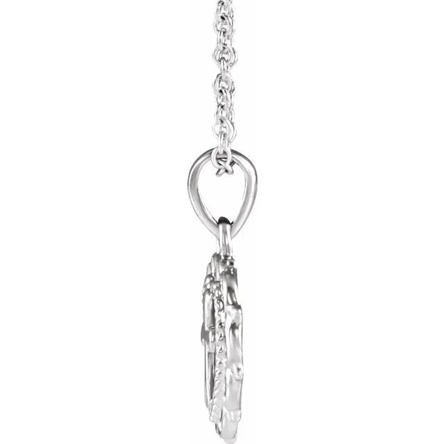 TreasureFineJewelers Necklaces 14K White Youth Heart with Cross 1618 Necklace