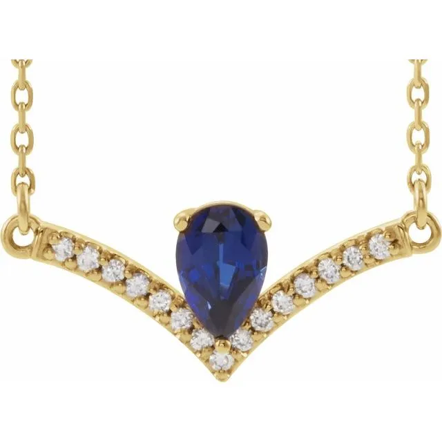 TreasureFineJewelers Necklaces 14K Yellow Blue Sapphire 06 CTW Diamond 18 Necklace TreasureFineJewelers Necklaces 14K Yellow Blue Sapphire 06 CTW Diamond 18 Necklace