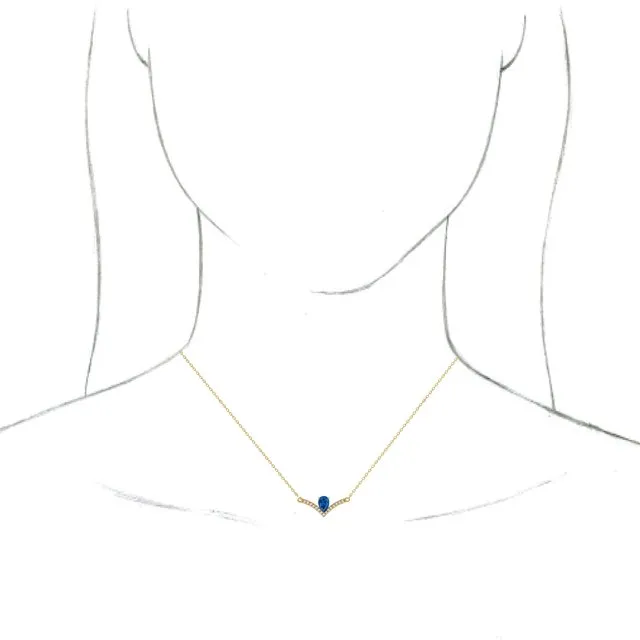 TreasureFineJewelers Necklaces 14K Yellow Blue Sapphire 06 CTW Diamond 18 Necklace