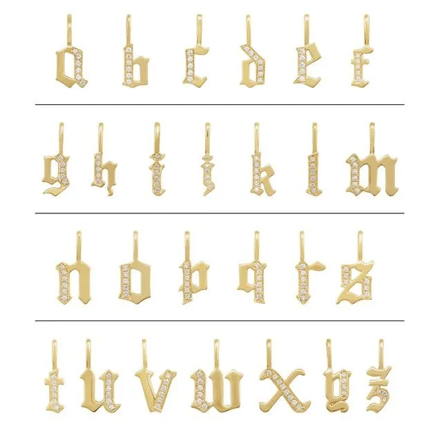 TreasureFineJewelers Necklaces 14K Yellow Gold 05 CTW Natural Diamond Gothic Initial C CharmPendant