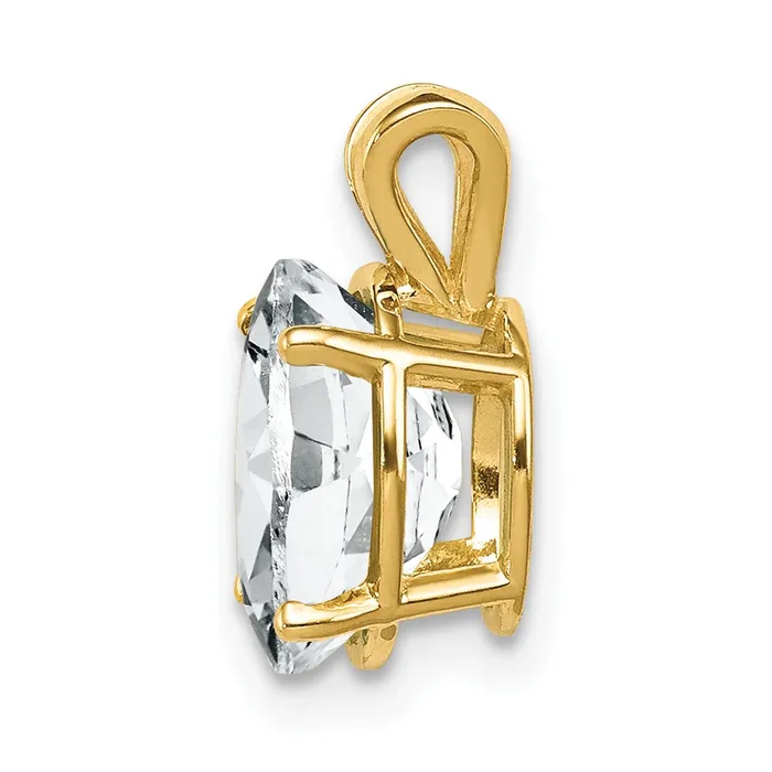 TreasureFineJewelers Necklaces 14k Yellow Gold 9x7mm Oval Cubic Zirconia pendant