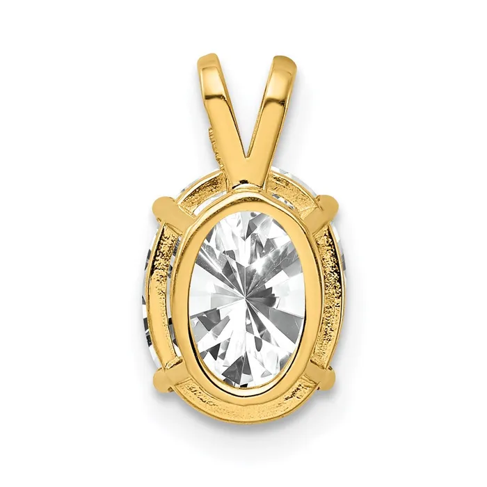 TreasureFineJewelers Necklaces 14k Yellow Gold 9x7mm Oval Cubic Zirconia pendant