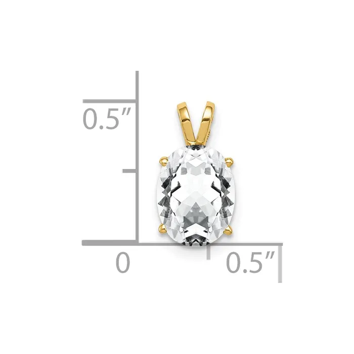 TreasureFineJewelers Necklaces 14k Yellow Gold 9x7mm Oval Cubic Zirconia pendant