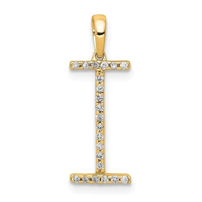 TreasureFineJewelers Necklaces 14k Yellow Gold Diamond Letter I Initial Pendant TreasureFineJewelers Necklaces 14k Yellow Gold Diamond Letter I Initial Pendant