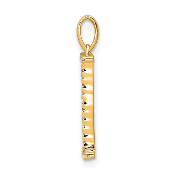 TreasureFineJewelers Necklaces 14k Yellow Gold Diamond Letter I Initial Pendant