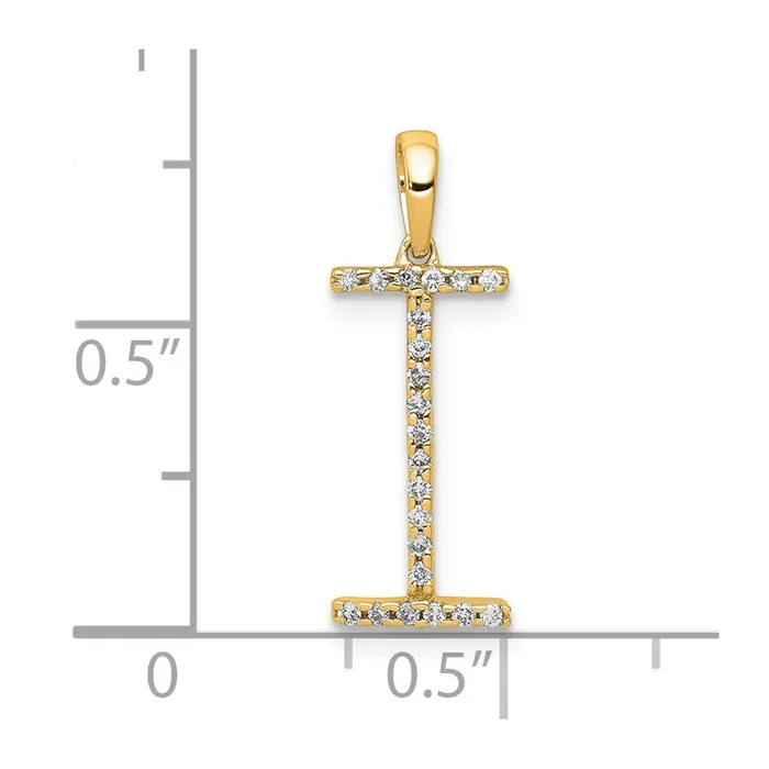 TreasureFineJewelers Necklaces 14k Yellow Gold Diamond Letter I Initial Pendant